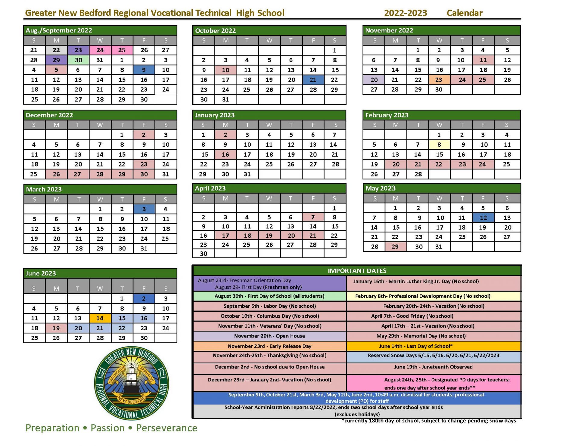 GNBVT Calendar Greater New Bedford Regional Vocational Technical High