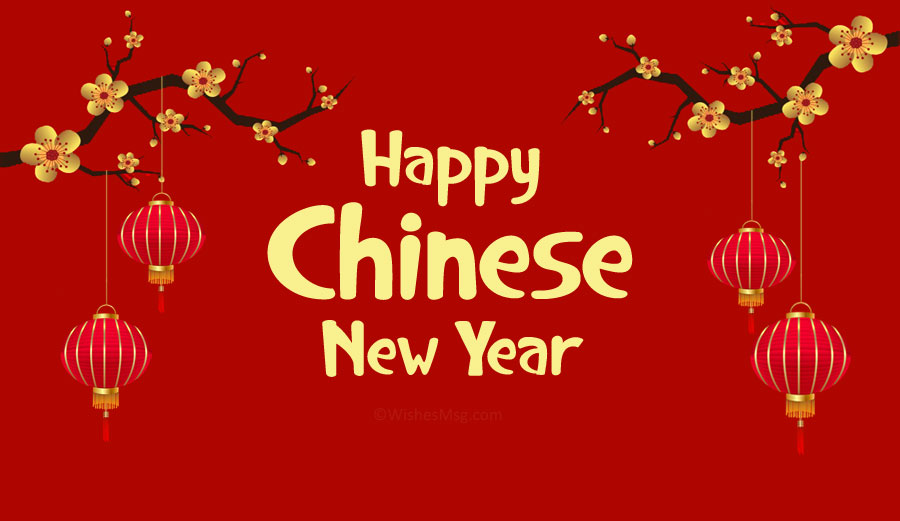 Red background Gold text saying "Happy Chinese New Year"