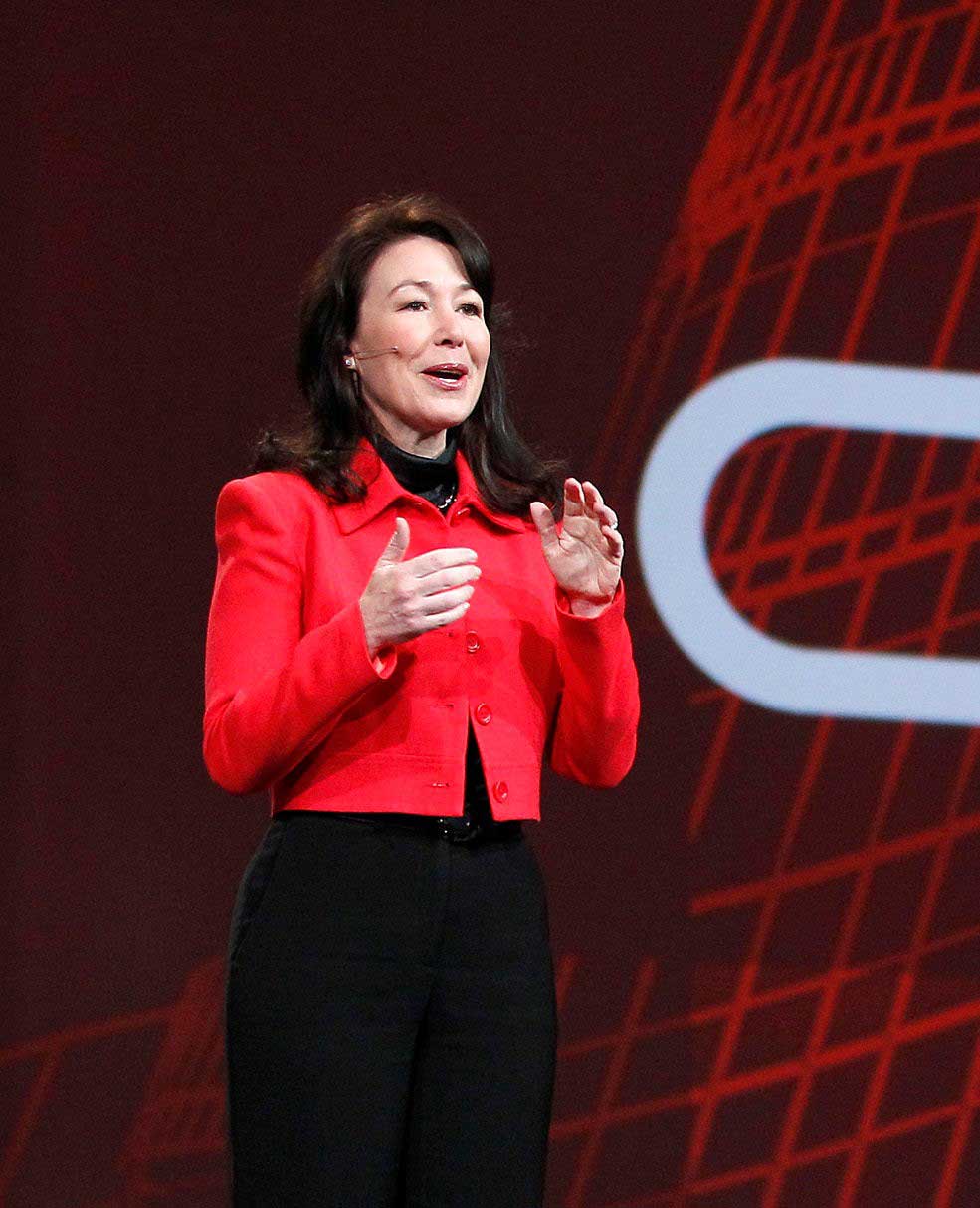 Safra Catz in red top