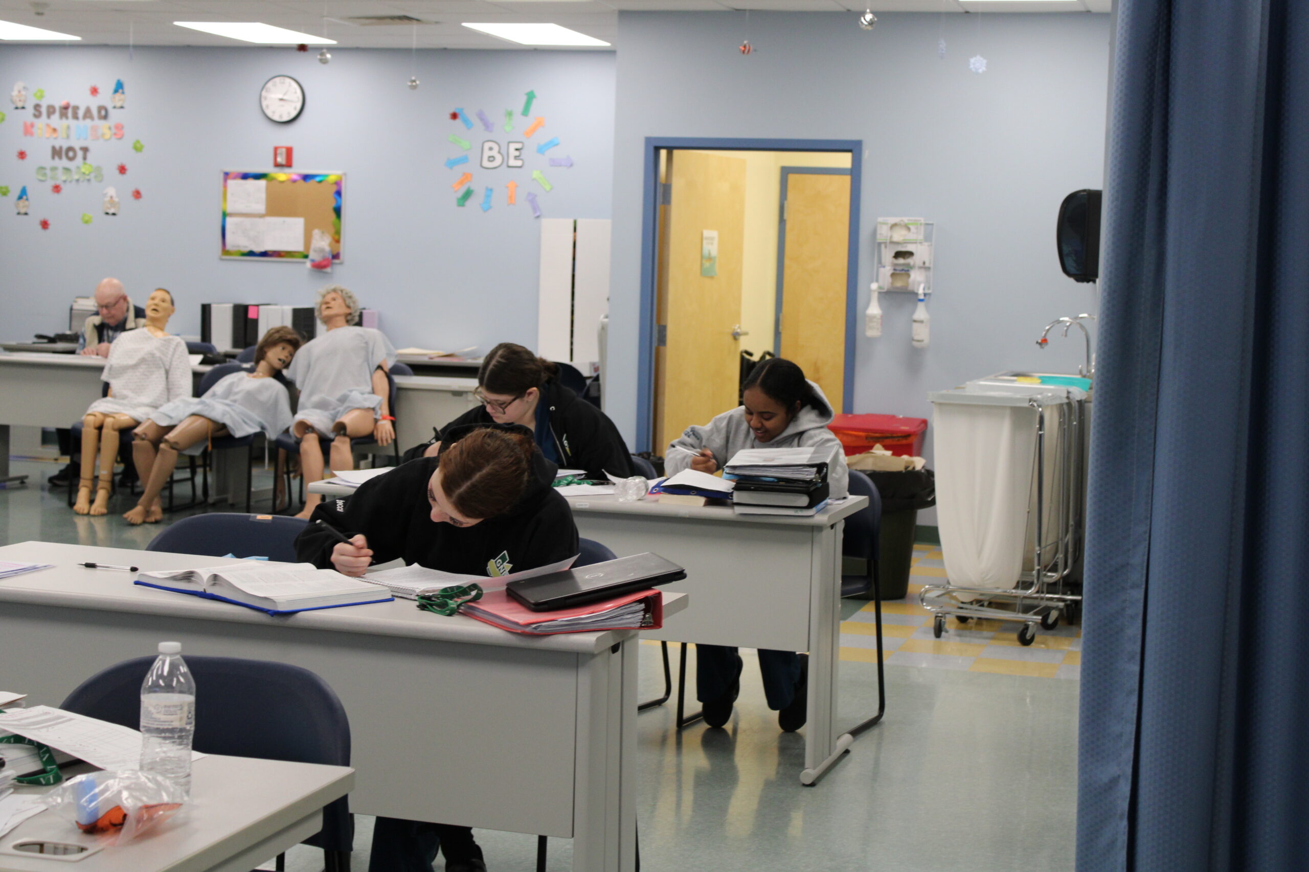 Group of nursing students working