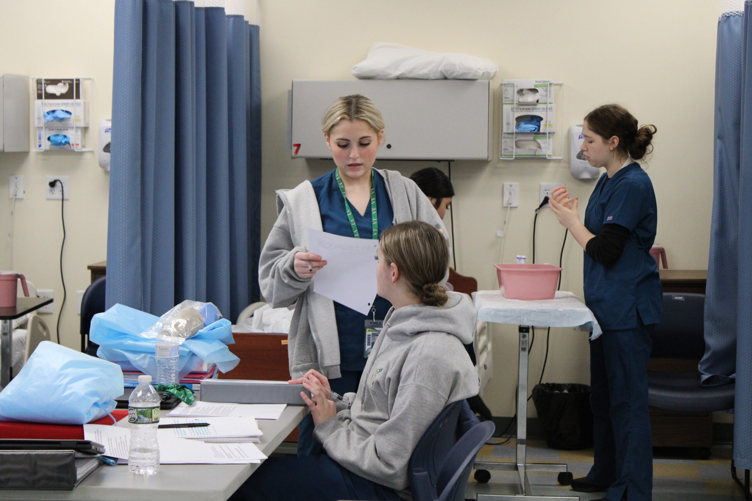 Nursing students completing work