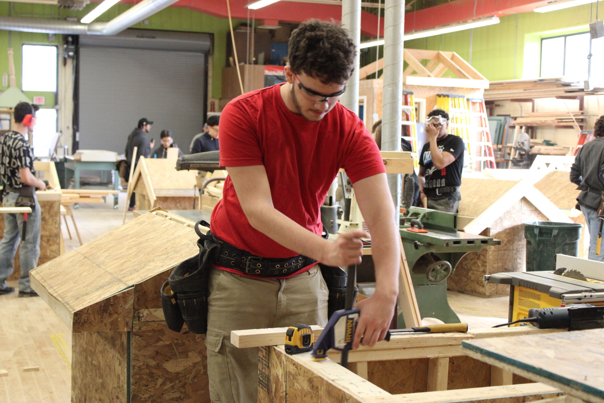 Students working In carpentry