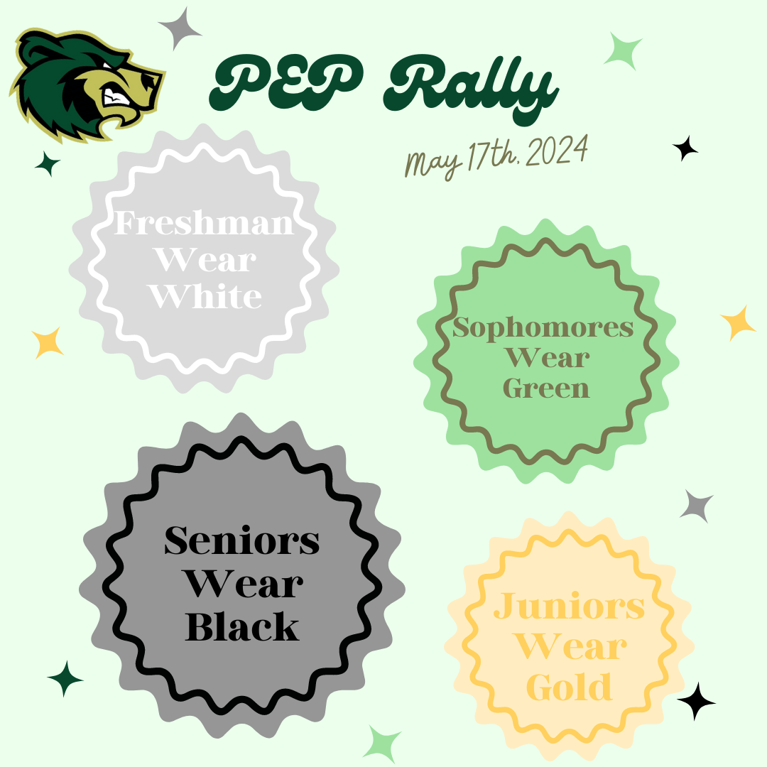 Image telling students what colors to wear for pep rally