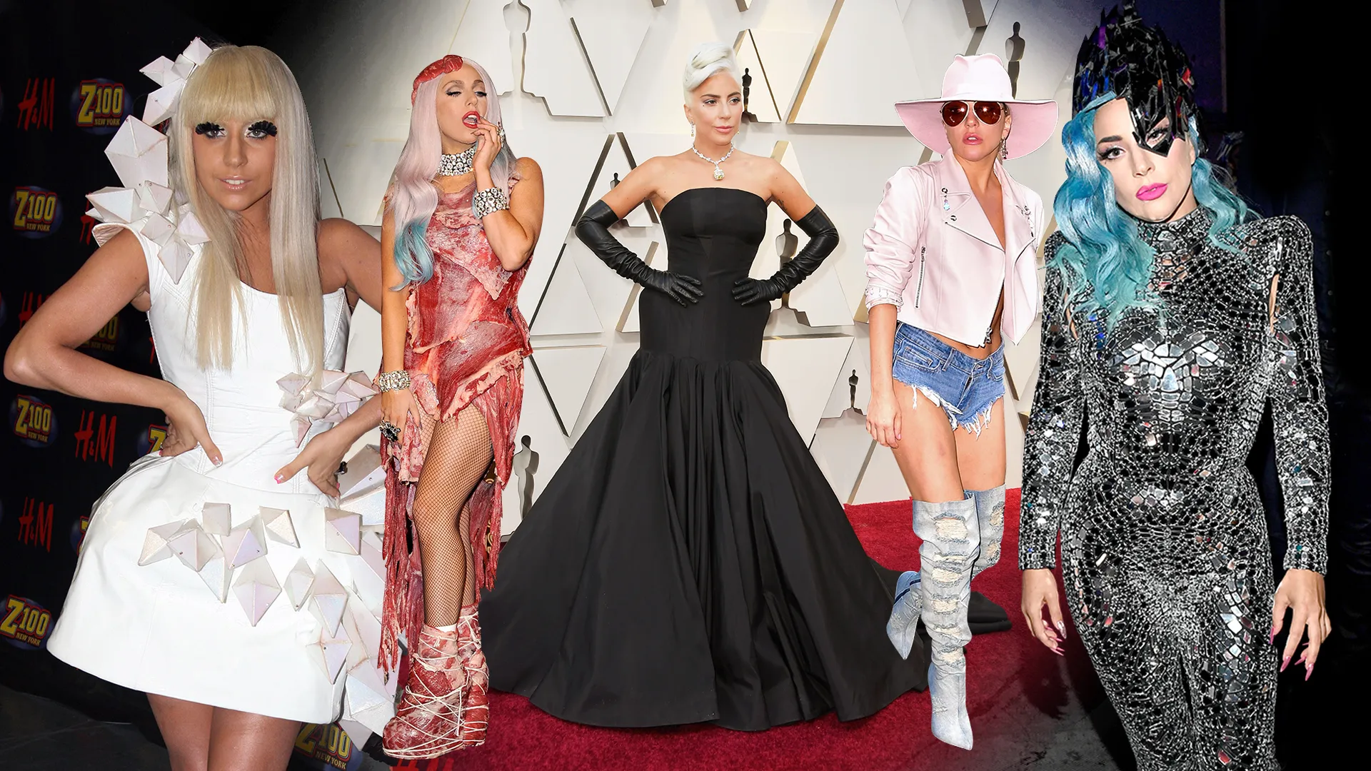 Lady Gaga with 5 different fashion fashions styles for GSA Spotlight