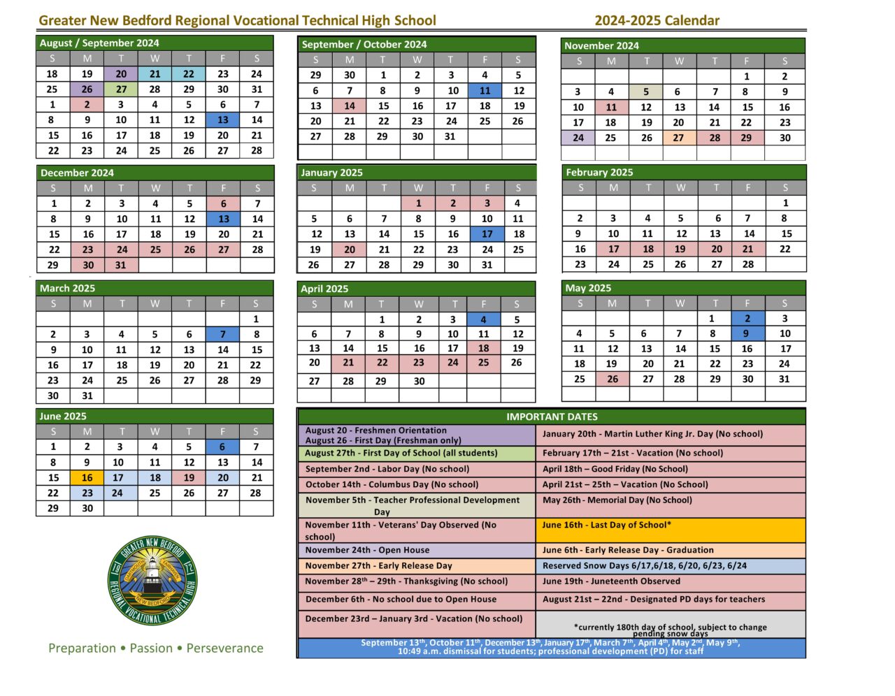 GNBVT Calendar Greater New Bedford Regional Vocational Technical High