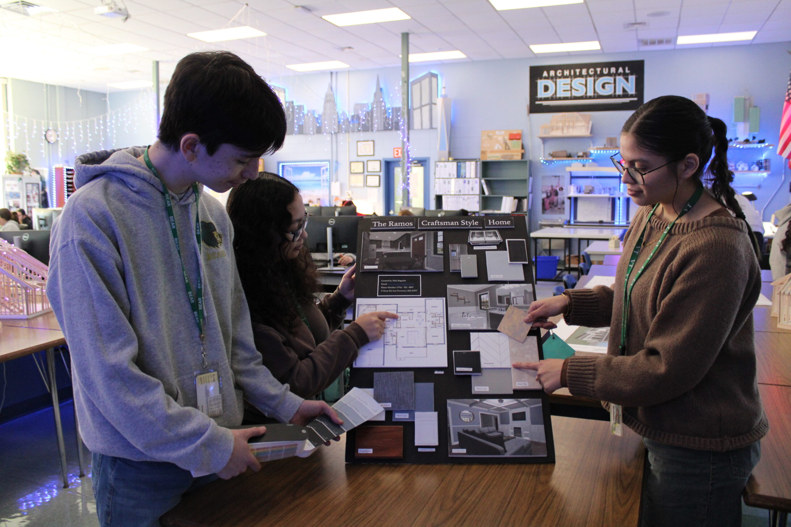 Students creating a model about the houses interior 