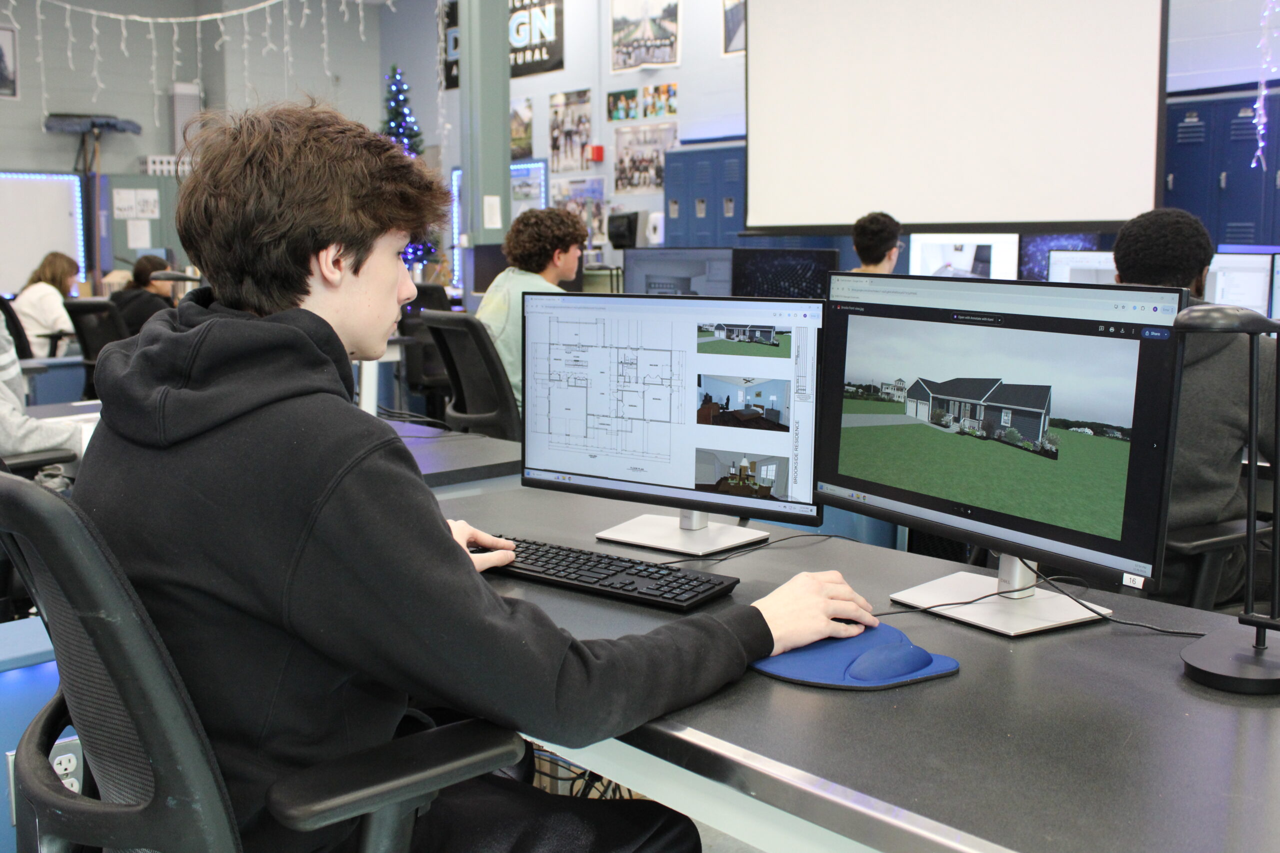 Student figuring out the interior of a house