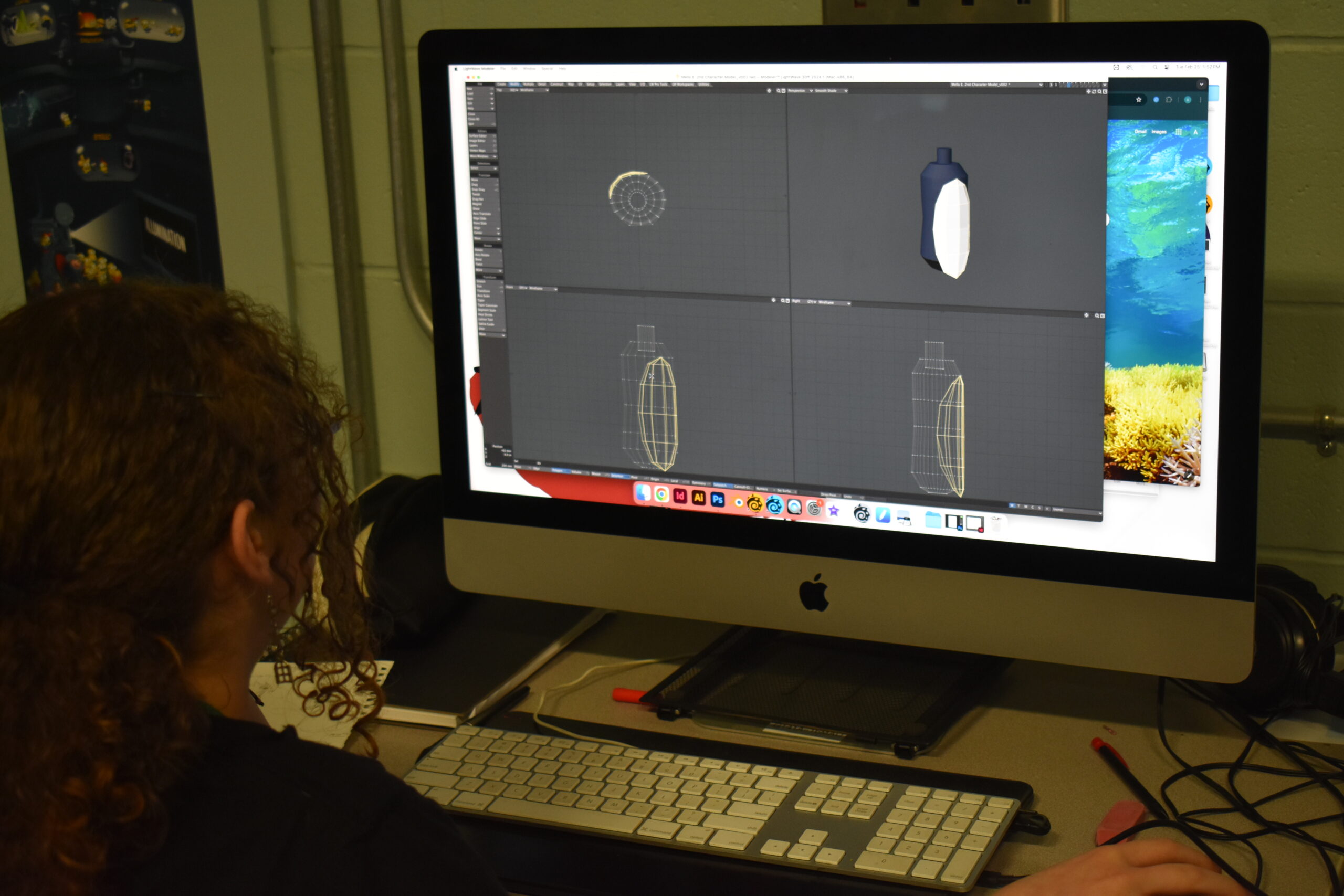 Student working on 3D Animation